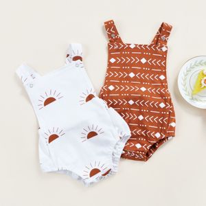 0-18M Toddler Baby Girls Boys Romper, Sleeveless Backless Sun/Diamond Printed Triangle Bodysuit