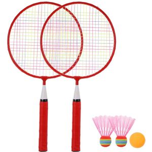 1 Set Draagbare Kinderen Badminton Racket Set Sporttraining Leisure Speelgoed (Rood)