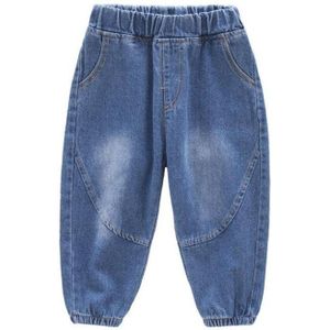 Lente Jongens Lange Losse Jeans Broek Toevallige Denim Blauw Elastische Brede Been Daddy Broek Elastische Taille Peuter Jeans Voor 2-7Yrs