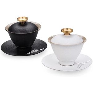 Producten Koper Bedekt Keramische Thee Kom Kung Fu Thee Set Terrine Thee Pot Keramische Witte Matte Sopera De Ceramica gaiwan