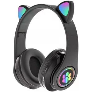 Leuke Kat Bluetooth Hoofdtelefoon Draadloze Headset Opvouwbare Hifi Muziek Stereo Noise Annuleren Koptelefoon Tf Card Voor Kinderen Meisjes