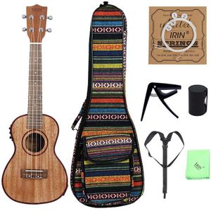 Irin 24 Inch Ukulele Ukelele Uke Kit Sapelihout Met Lcd Eq Inclusief Draagtas Capo Strings Band Vinger Maraca schoonmaken Cl