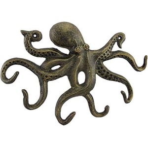 Sleutel Ambachten Nordic Smeedijzeren Zwemmen Octopus Sleutel Haak Octopus Haak Antieke Decoratieve Haak Met 6 Tentakel Vormige Haken