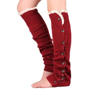 Vrouwen Hoop Hoop Sokken Mode Winter Kant Knop Been Warmer Gebreide Kous Legwarmers Zachte Klassieke Laarzen Gebreide Sokken