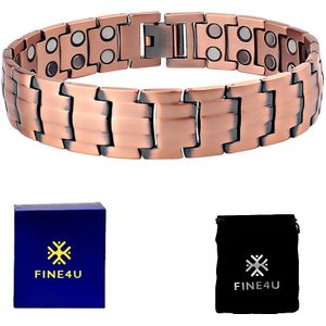 FINE4U B376 Vintage 99.99% Zuiver Koper Magnetische Armband Voor Mannen Double Raw 3500Gauss Magneet Gezondheid Energie Armbanden Wrist Band