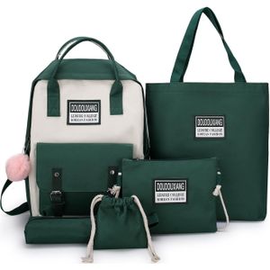 5 Delige Set Hoge Schooltassen Voor Tienermeisjes Canvas Rugzak Vrouwen Bookbags Tiener Student Schooltas Bolsas