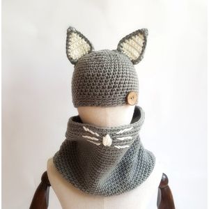 Kawaii Kat Oor Baby Gebreide Mutsen Met Sjaal Set Winter Winddicht Kids Jongens Meisjes Warm Shapka Caps Voor Kinderen Mutsen caps