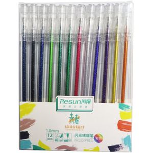 12 Stks/set Kawaii Glitter Kleur Veranderende Flash Marker Gel Pen Leuke Tekening Pen Highlighter Voor Meisje Kids School Art Briefpapier