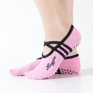 Loogdeel 1 Paar Sport Yoga Sokken Slipper voor Vrouwen Anti Slip Dame Demping Bandage Pilates Sok Ballet Hak Dans Protector