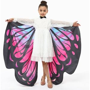 Kostuum voor kinderen, 5-delig vlinderkostuum voor kinderen, carnavalskostuums kinderen, kostuum meisjes, feeënkostuum met vlindervleugels, haarband, masker voor carnaval (B