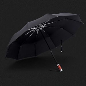 Echt Grote Regen Paraplu 120Cm Automatische Business Mannen Folding Paraplu Winddicht 10K Mannelijke Houten Handvat Parasol