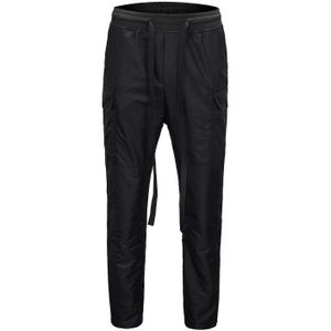 QoolXCWear Mannen Broek Side Snap Cargo Broek Hip Hop Slim Fit Ribboned Tailleband Track Broek Zwart/Koffie Broek