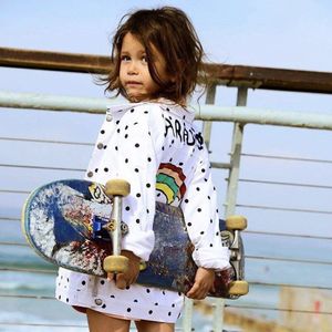 2-7Y Meisjes Peuter Kid Baby Boy Meisje Rainbown Jas Jas Dot Brief Terug Lange Mouwen Single Breasted Warm Fall kleding