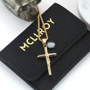 Religieuze Jesus Cross Ketting Voor Mannen Mode Gouden Kleur Cross Hanger Met Ketting Ketting Sieraden Voor Mannen