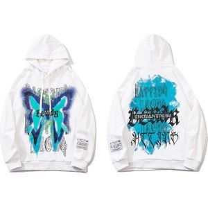 Gonthwid Graffiti Vlinder Print Punk Rock Gothic Sweatshirts Hoodies Streetwear Hip Hop Mode Casual Hooded Heren Tops