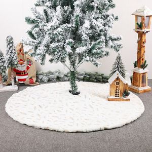1Pc 90/122Cm Kerstboom Rok Wit Flanellen Geborduurd Snowflake Rok Kerst Xmas Tree Floor Mat Decoratie