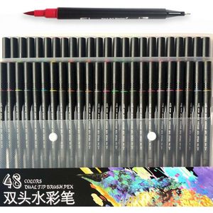 48/60/72/100 Kleuren Dual Tips Art Markers Pen Fineliner Aquarel Brush Pen Schilderen Fineliner Voor Tekening Art levert