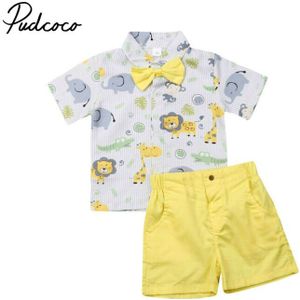 Zomer Peuter Jongens Party Gentleman Formele Pak Katoenen Jurk Shirt + Shorts Broek Outfits 2 Stuks