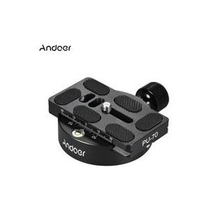 Andoer KZ-40 Universele Aluminium Statief Hoofd Disc Klem Adapter w/PU-70 Quick Release Plaat Compatibel voor Arca Swiss