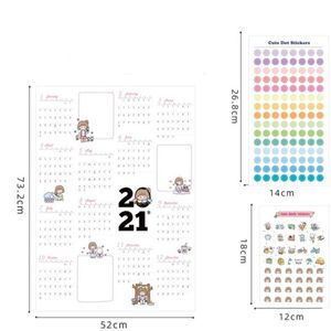 Jaarlijkse Plan Kalender Schattige Dagelijkse Schema Met Sticker Stippen Muur Planner Kawaii Briefpapier Studie Planning Leren Voor Kinderen