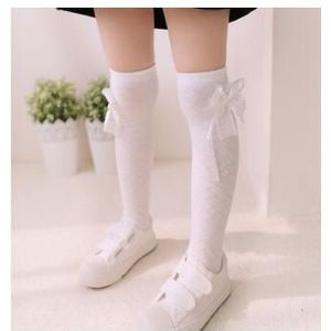 Kinderen Buis Sokken Ruit Rooster Sokken Katoenen Kant Boog Knoop Dunne Katoen Knie Hoge Boven Lange Meisje Prinses Sok