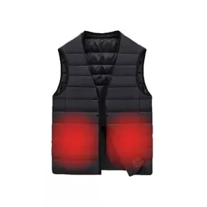 Vofuoti Verwarmd vest voor dames en heren, verwarmde jas met elektrische USB-lichaamswarmer, slank gesneden elektrisch verwarmingsvest voor motorfiets, outdoor, skiën, kamperen, wandelen