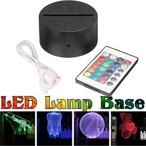Multicolor Touch Sensor Schakelaar Moderne Zwart USB Kabel Afstandsbediening Nachtlampje Acryl 3D Led Night Lamp Gemonteerd Base