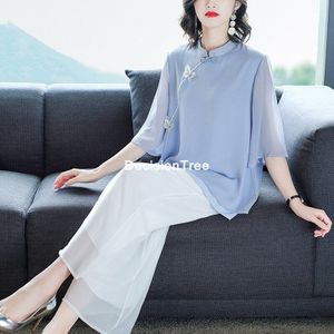 Print Qipao Elegante Blusa Vintage Cheongsam Top Dames Traditionele Chinese Vrouwen Overhemd Chinese Stijl Cheongsam Top