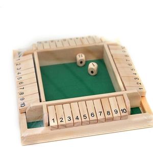 Sloot De Doos Dobbelstenen Bordspel 4 Zijdig 10 Aantal Houten Flappen & Dices Dek Tafel Games Set Fun Voor 4 Mensen Pub Bar Feestartikelen