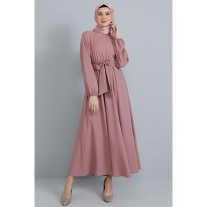 Vrouwen Mode Rose Rengicotton Lange Mouw Jurk Patroon Hijab Moslim Turkije Dubai Zomer Winter Casual Wear Winter