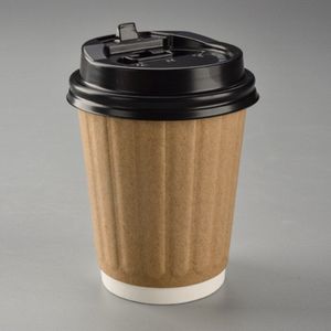 50 Stuks Wegwerp Double-Layer Papier Cup Verdikking Anti-Broeien Drink Koffie Sojamelk Thee Takeaway Verpakking cup Met Deksel