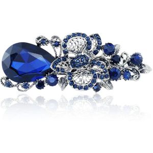 Vrouwen Big Blue Crystal Bloem Haarspeld Haar Clip Hoofddeksels Baret Haar Accessoires Voor Vrouw Meisjes F111