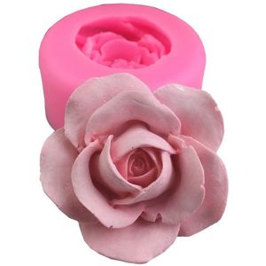 Diy 3D Rose Bloem Zeep Siliconen Mal Fondant Cakevorm Gips Aromatherapie Handgemaakte Lijm Mold