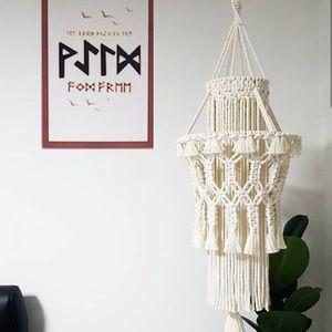 Bohemian Decor Macrame Tapijt Muur Lamp Schoorsteen Opknoping Hand Geweven Kroonluchter Huis Model Kamer Koffie Restaurant Decoratie