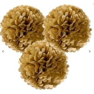 Papier Pompom Bloem Wijnstok Ornament 25 Cm-Goud