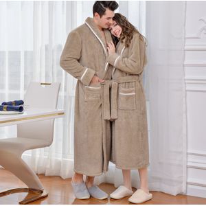 Luxe Mannen Gewaad Flanel Turn-Down Kraag Badjassen Winter Trainingspak Loungewear Vrijetijdskleding Unisex Badjas Plus Size