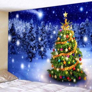 Kerst Wandtapijt Sneeuwpop Kerstboom Warm Gevoel Mooie Woondecoratie Polyester Dunne Kerst Muur Opknoping Doek