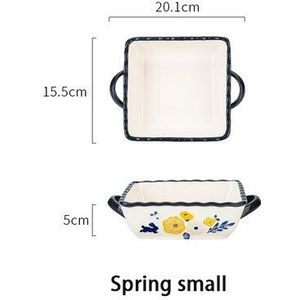Vier Seizoenen Bakken Pan Met Handvat Vierkante Keramische Glazuur Lasagne Pan Bakvormen Schotel Gebakken Rijst Salade Servies