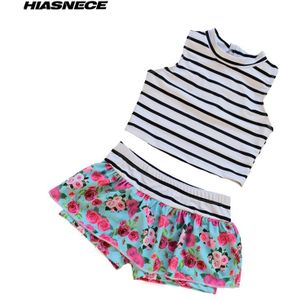 Kid's Badmode voor Meisje 2 stuk zwart-wit gestreepte en bloemen gedrukt badpak mooie infantiele baby badpak beachwear