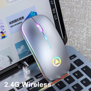 Stille Draadloze Muis Oplaadbare Lichtgewicht Draagbare Led Kleurrijke Ultra-Dunne Oplaadbare Muis Bluetooth Muizen Voor Laptop Pc