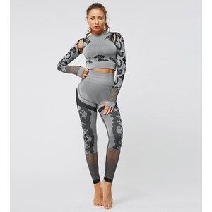 Camouflage Patchwork Workout Sets Vrouwen Hollow Out Yoga Set Workout Kleding voor Vrouwen Sport Pak Leggings Set