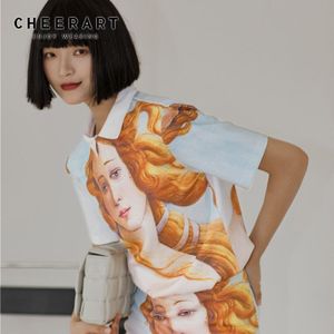 Cheerart Renaissance Print Polo Shirt Vrouwen Korte Mouw Zomer Top Turkse Shirt Womens Polo Tops