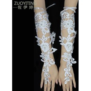 ZUOYITING Eenvoudige Bruid Bruiloft Handschoenen Avond Vingerloze Luva De Noiva Luva Kant Bruids Handschoenen Para Noiva Bruiloft Accessoires