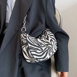 Zebra Patroon Vrouwen Hobos Onderarm Zak Dames Ketting Kleine Schouder Messenger Bags Vintage Vrouwelijke Clutch Purse Handtassen