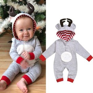 Pasgeboren Kerst Kleding Herfst Grijs Peuter Baby Jongens Kleedt Gewei Hooded Rompertjes Voor Jongens Jumpsuits Baby Jongens Xmas Kleding