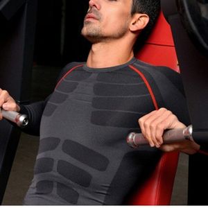 Mannen Sport GYM Tops Fitness Ademende Compressie Lange Mouw Sportkleding Shirt Sport T-shirt