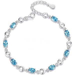 Real 925 Sterling Silver Blue Topaz Armbanden Voor Vrouwelijke Blauwe Saffier Rode Edelsteen Armband Sieraden