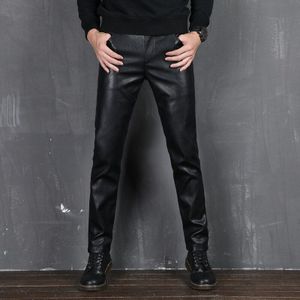 Mannen Zwart Pu Leer Potlood Broek Street Style Punk Slim Moto Biker Broek Herfst Winter Thicken Rits Casual Broek 28-36