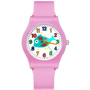 Mode Leuke Vis Stijl Kinderen Kids Student Meisjes Jongens Quartz Rubber Strap Horloges JO09