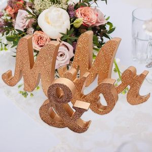 3pcs Romantische Glitter MR MRS Decoratieve Brief Tekenen Wedding Photo Prop Set Berk Board + Multiplex Bruiloft Accessoires